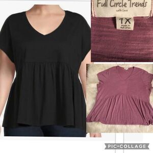 Plus size Begonia Pink V Neck Cap Sleeve Peplum Top
